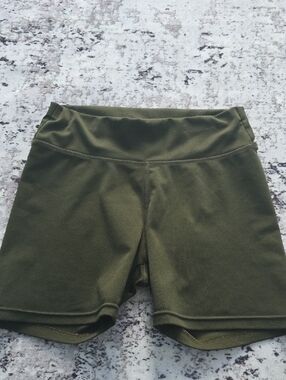 High-Waist Olive Green Bike Shorts for Women